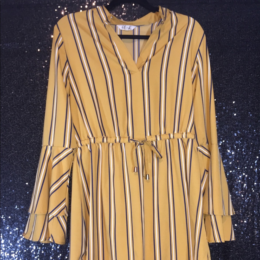 Striped bell sleeve dress